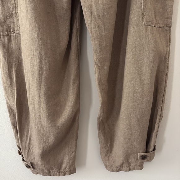 A New Day Linen Blend Cargo Pants Straight Leg Adjustable Ankle Size 14 Brown - Picture 6 of 15